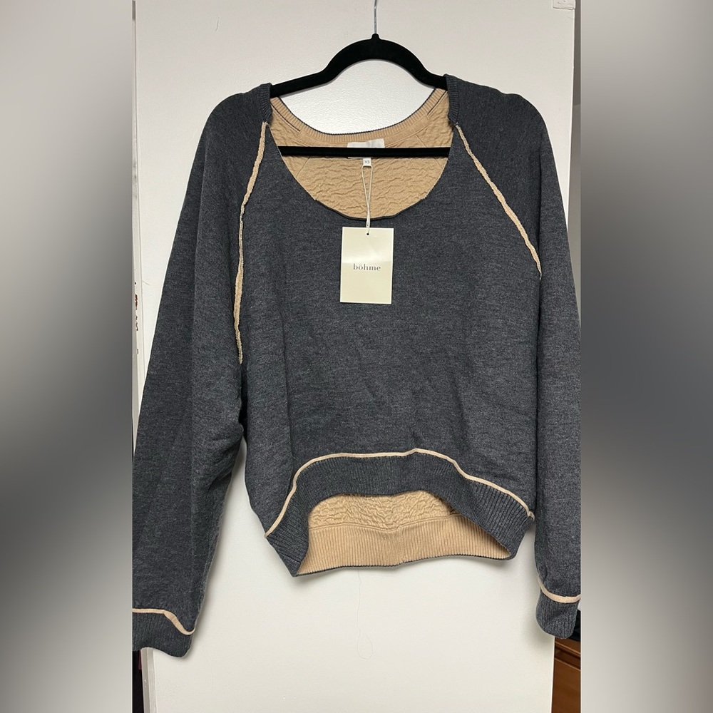 Böhme Beige and Gray Sweater